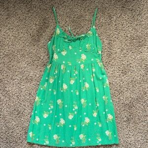 SO Green Mini Dress with Floral Accents